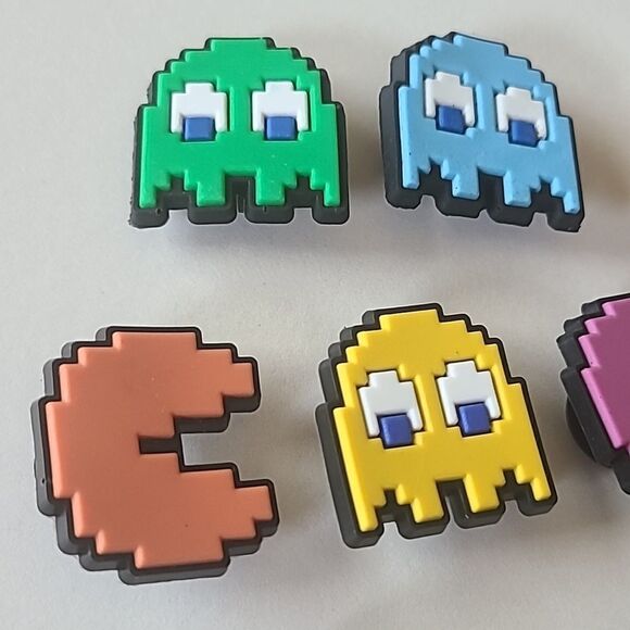 Pac-Man 7-pc Rubber Shoe Charms Game Over Ghost Video Game Arcade 80s Set - Picture 5 of 8